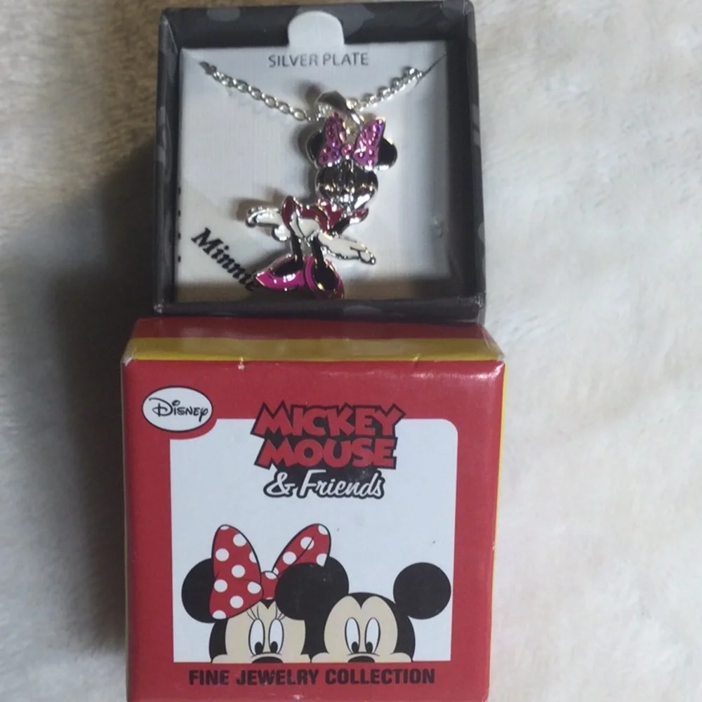 Minnie Mouse Silver Plated Pendant & Necklace